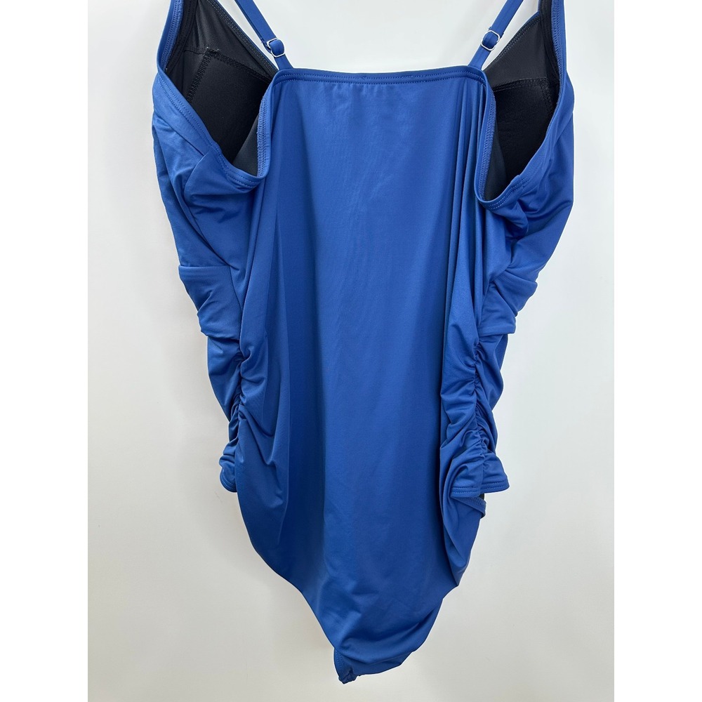 Sundance One Piece Swimsuit Blue Twist Front Ruched Stretch Womens Size XXL - Picture 7 of 9